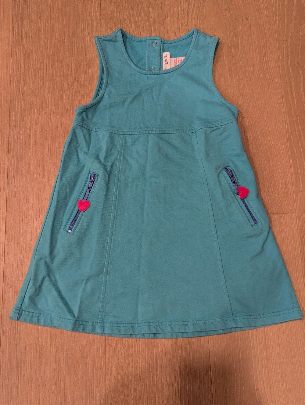 Vintage Gymboree Teal Sleeveless A-Line Dress with Heart Zipper Accents